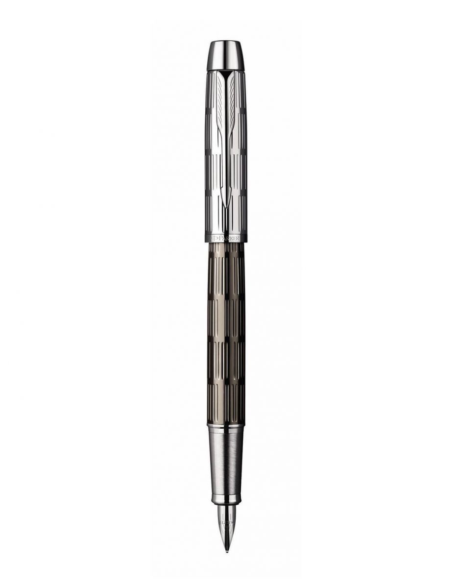 Bút máy Parker IM Premium Custom Twin Chiselled cài trắng